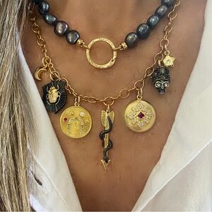 Maximilist Charm Necklace Moon Scarab Arrow Skull Lucky Charms